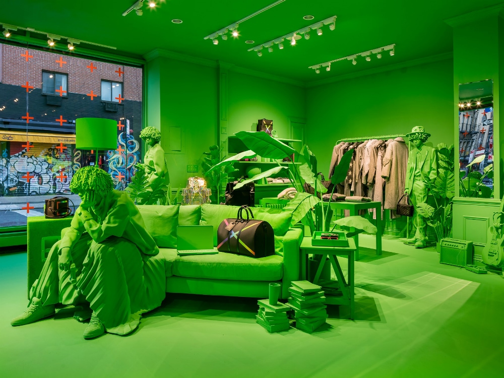 Inside Louis Vuitton&#39;s New Neon Green Pop-Up Shop on Rivington Street