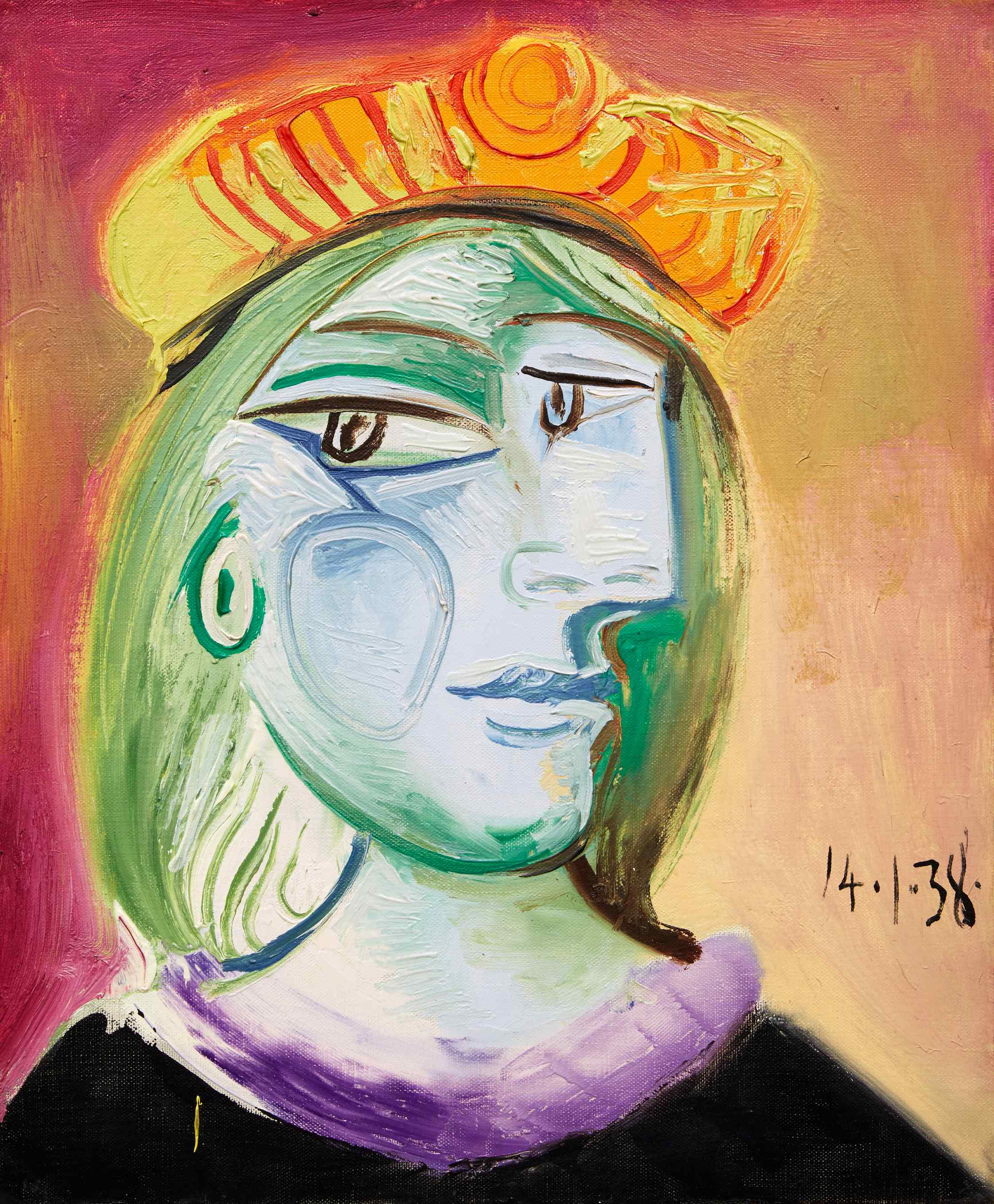 Pablo Picasso's "Femme au beret rouge orange"