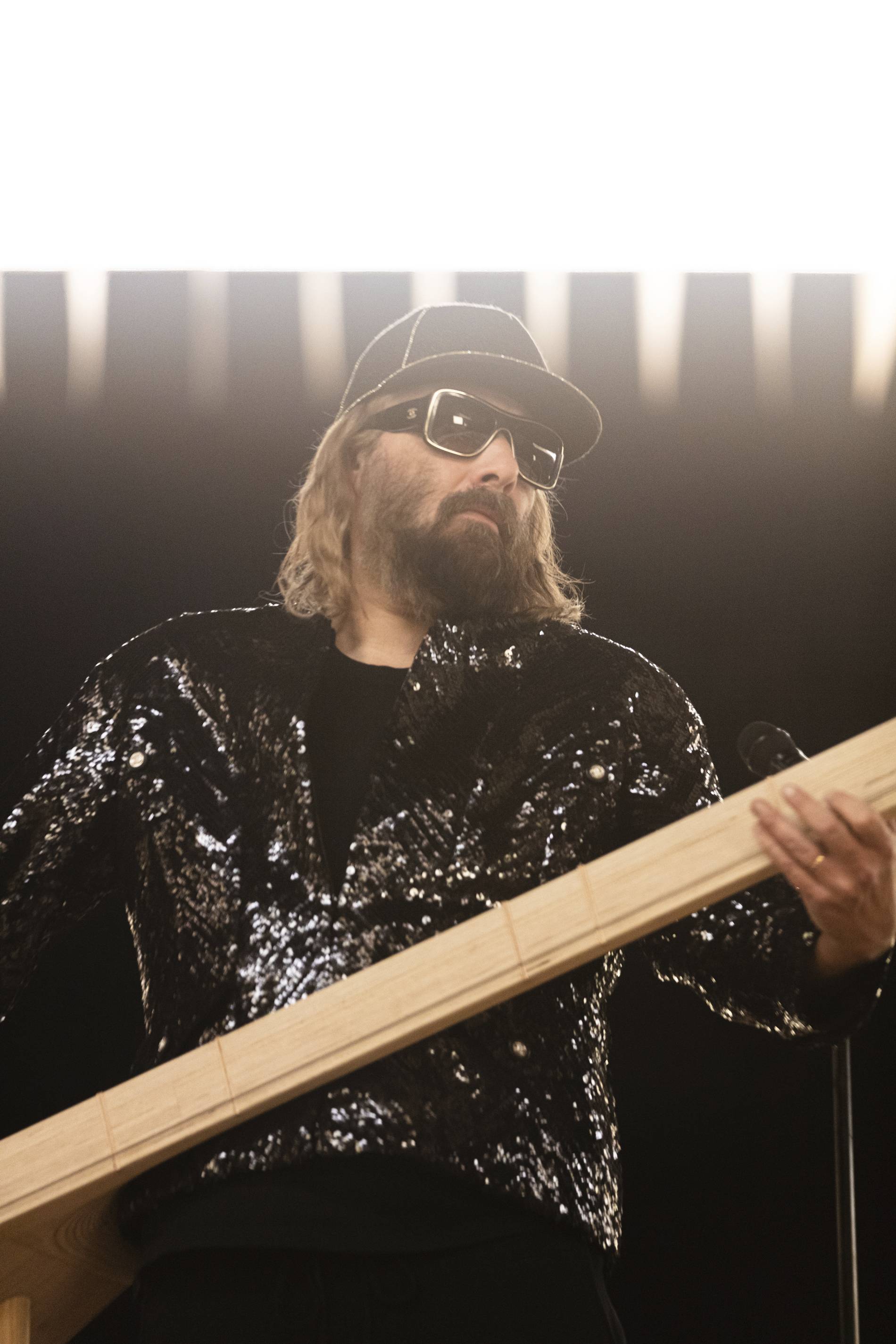 Sebastien Tellier performing at Chanel's 2022 Haute Couture runway show