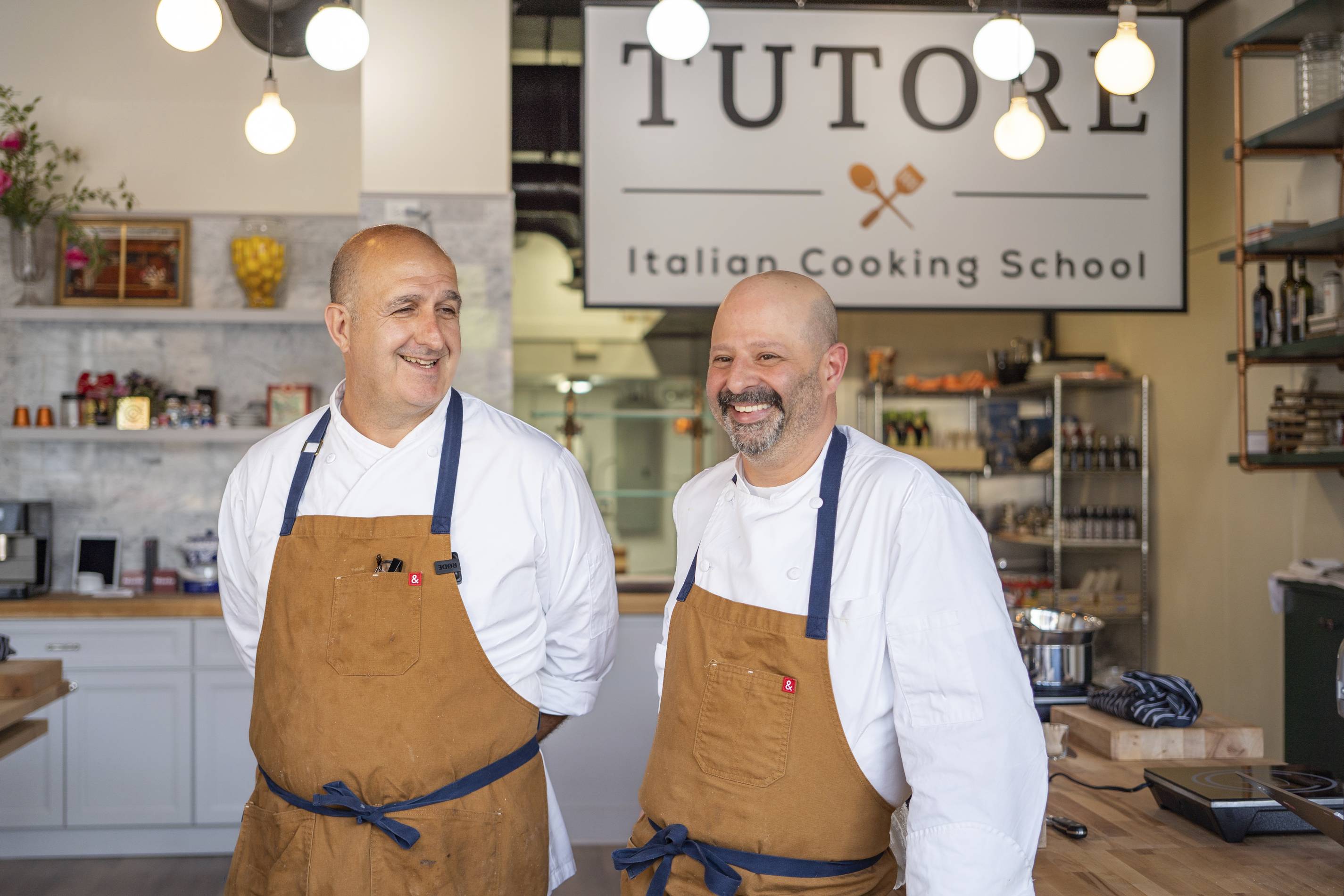 chefs Dean Zanella and James De Marta of tutore italian cooking school in chicago