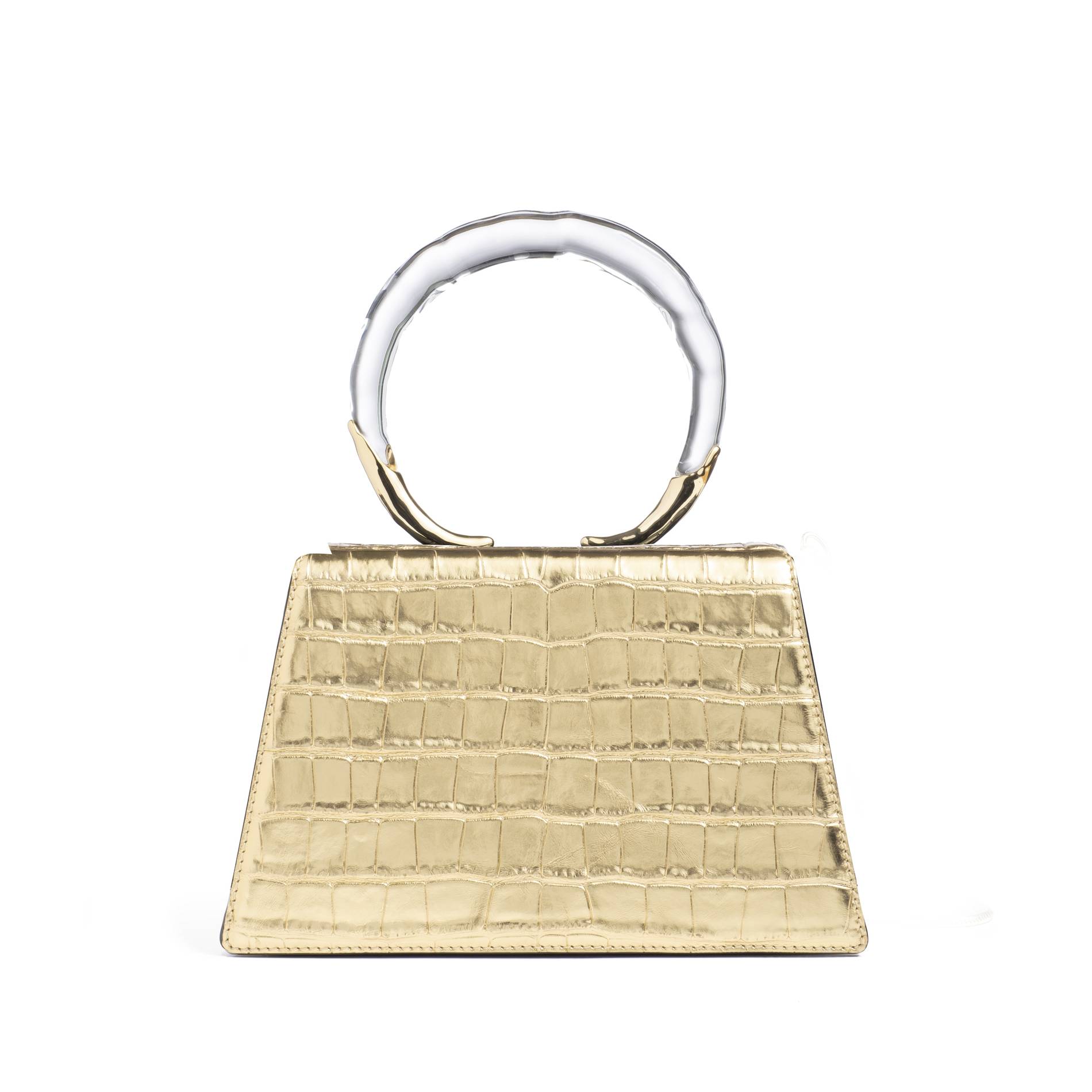 alexis bittar the lucite quad handbag in gold croc leather