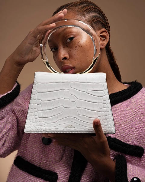 alexis bittar the lucite quad handbag in white croc leather