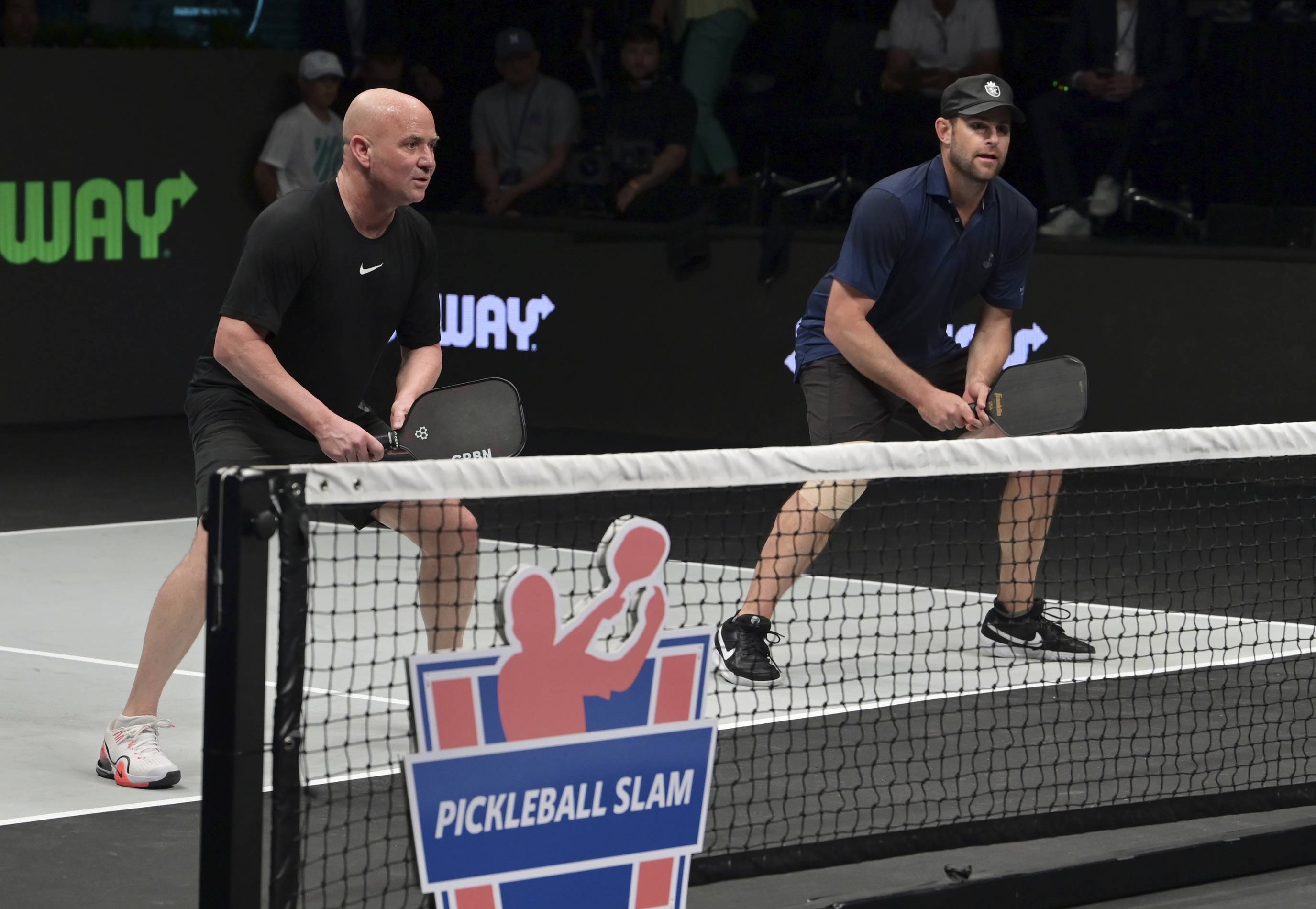 Andy Roddick and Andre Agassi play pickleball in Florida