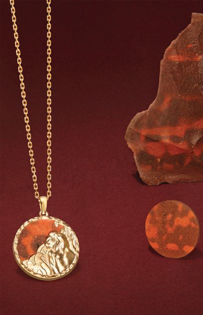 Van Cleef & Arpels Zodiaque Leonis red jasper and 18K rose gold necklace, vancleefarpels.com PHOTO COURTESY OF BRANDS