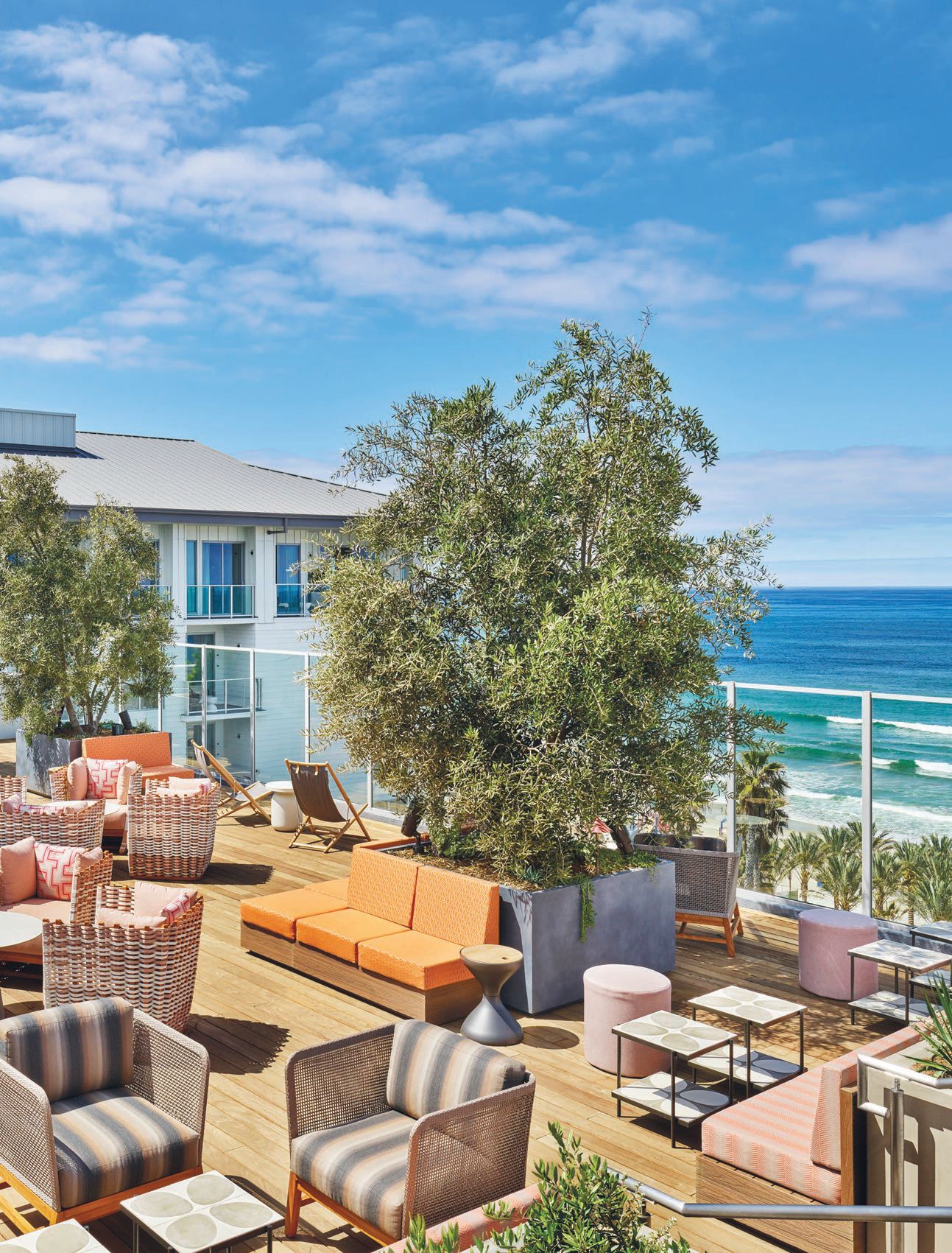 Soak up the salty air at The Rooftop Bar at Mission Pacific Hotel as you nosh on a menu created by chef Roberto Alcocer in collaboration with San Diego’s top surfers. PHOTO COURTESY OF SAVANNAH PLANT RIVERSIDE DISTRICT