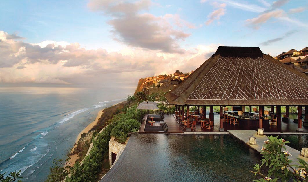 The Bulgari Bar offers cliffside views of the ocean and Balinese sunsets PHOTO COURTESY OF BULGARI HOTELS & RESORTS