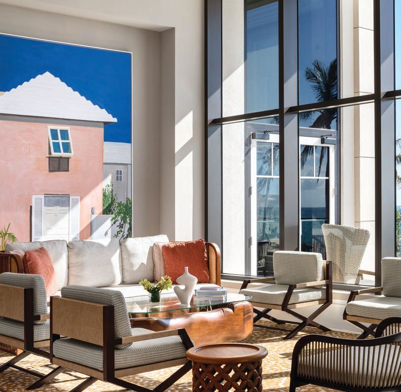 The great hall features floor-to-ceiling windows that drench the space in sunlight PHOTO COURTESY OF THE ST. REGIS BERMUDA RESORT