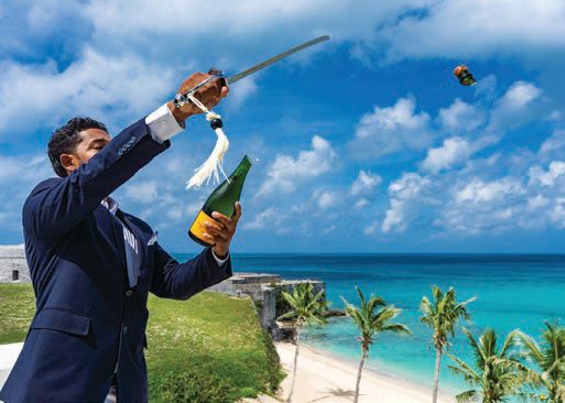 Experience Champagne sabering every evening at the terrace of the great hall at 6. PHOTO COURTESY OF THE ST. REGIS BERMUDA RESORT