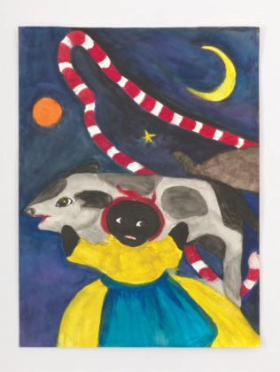 Betye Saar, “Black Doll in Mystic Space” (2021, watercolor on paper), 24 inches by 18 inches, unframed PHOTO BY ROBERT WEDEMEYER