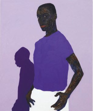 “Purple Shadow” (2021, oil on canvas) PHOTO BY PAUL SALVESON ©AMOAKO BOAFO, 2021/COURTESY OF THE ARTIST AND ROBERTS PROJECTS LOS ANGELES