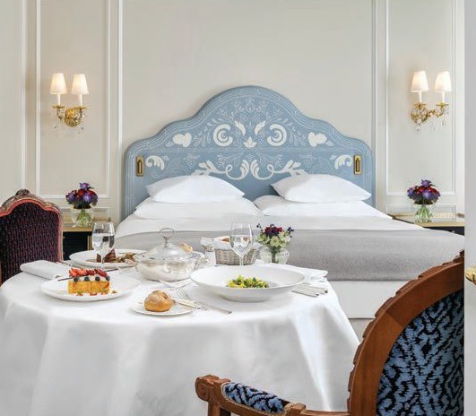  In-room dining is a tempting option; PHOTO COURTESY OF BADRUTT ’S PALACE HOTEL