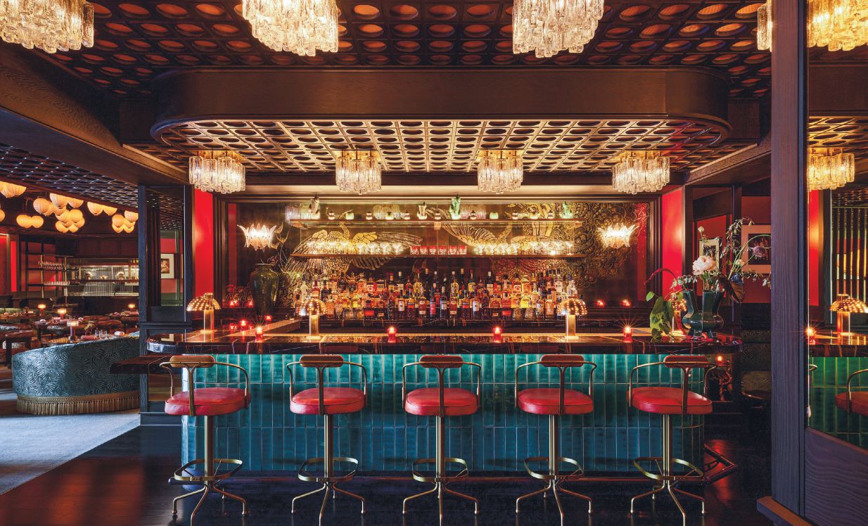 The sleek bar at House of the Red Pearl PHOTO BY BRANDON SCHULMAN