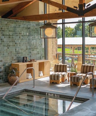 Thistle, the on-site spa, offers an indoor pool, outdoor hot tubs, a dry sauna and herbal steam room; guests can feed the chickens and bring fresh eggs to breakfast for the chef to prepare PHOTO COURTESY OF AUBERGE RESORTS COLLECTION