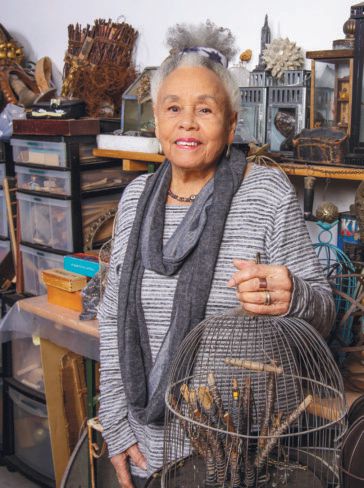 L.A. native Betye Saar in her studio in 2019. Saar, 95, first became interested in making art during the Depression and continues to explore different mediums, from assemblage to watercolor. Betye Saar: L.A. Energy will be shown at Frieze Los Angeles in February 2022. PHOTO BY DAVID SPRAGUE/COURTESY OF THE ARTIST AND ROBERTS PROJECTS LOS ANGELES.