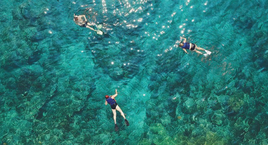 Snorkeling is one of the many activities on the island, which is surrounded by the world’s third-largest barrier reef. PHOTO COURTESY OF ATLANTIS PARADISE ISLAND