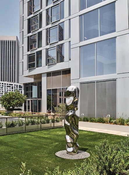 Jon Krawczyk’s sculpture work on the Conrad Los Angeles’ event lawn PHOTO COURTESY OF BRAND