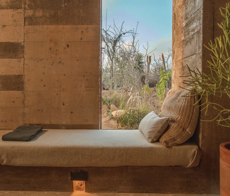 The 35 sanctuary-esque guest suites are clad in concrete and wood PHOTO COURTESY OF PARADERO TODOS SANTOS