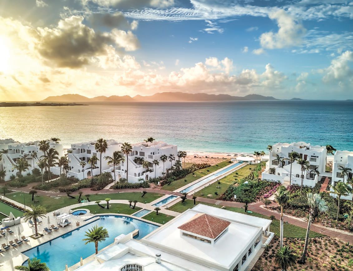 Sunrise over Aurora Anguilla Resort & Golf Club, which is situated on more than 300 acres with a Greg Norman Signature-designed championship golf course. PHOTO COURTESY OF BRANDS