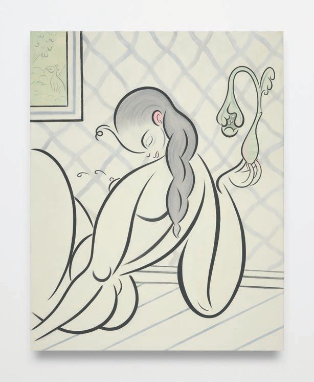 “Little Tuber” (2022, flashe themselves within it.” and graphite on canvas), 61 inches by 48 ½ inches PHOTO COURTESY OF: THE ARTIST AND ALTMAN SIEGEL, SAN FRANCISCO