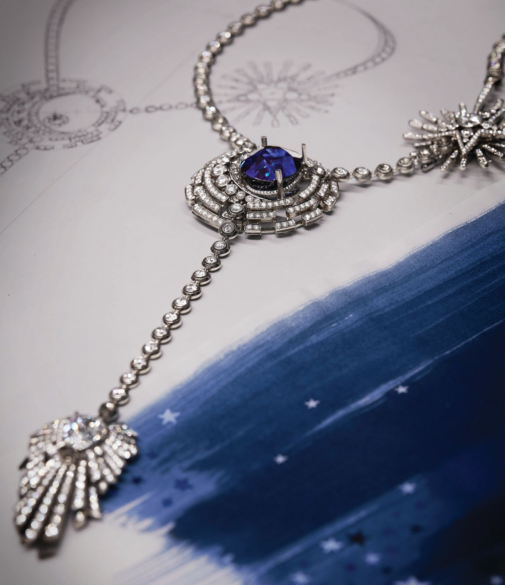 Chanel High Jewelry Allure Celeste necklace in 18K white gold, diamonds and sapphire, chanel.com PHOTO COURTESY OF BRAND
