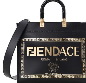 Versace by Fendi printed black leather Fendace logo shopper, fendi.com PHOTO COURTESY OF BRANDS