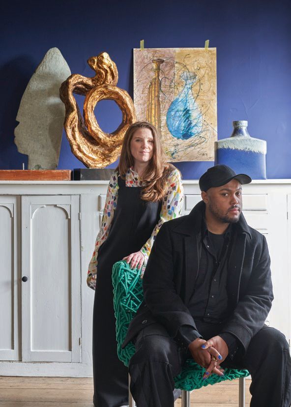 Charlotte Cosby, creative director at Farrow & Ball, with celebrated fashion designer Christopher John Rogers. PORTRAIT BY ROBIN KITCHIN