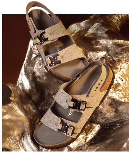 Dior by Birkenstock Milano sandal in Dior Gray felt, cork, rubber and leather sole, dior.com PHOTO BY HELENA PALAZZI