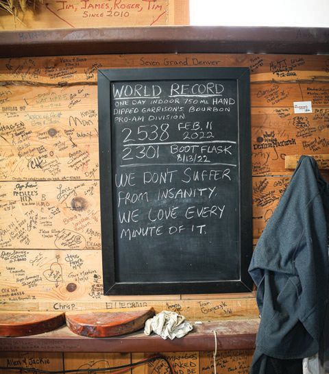 A chalkboard in the stillhouse PHOTO COURTESY OF BRAND