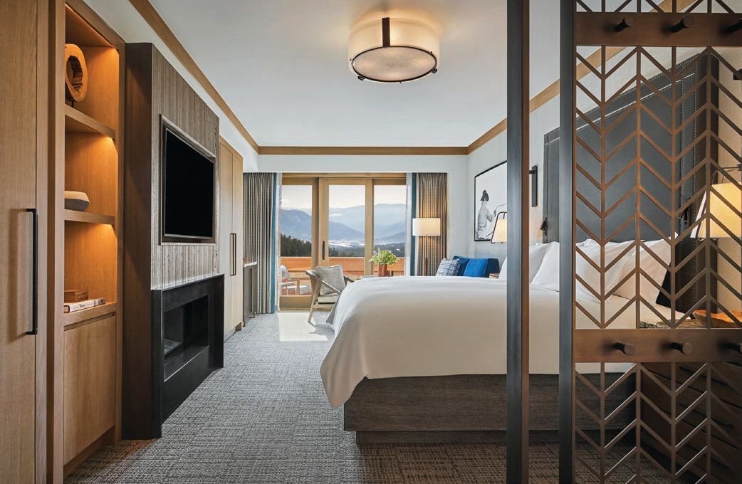 Montage Big Sky’s Deluxe Peak King room includes unobstructed views, a fireplace and a private balcony or terrace MONTAGE BIG SKY PHOTO COURTESY OF BRAND