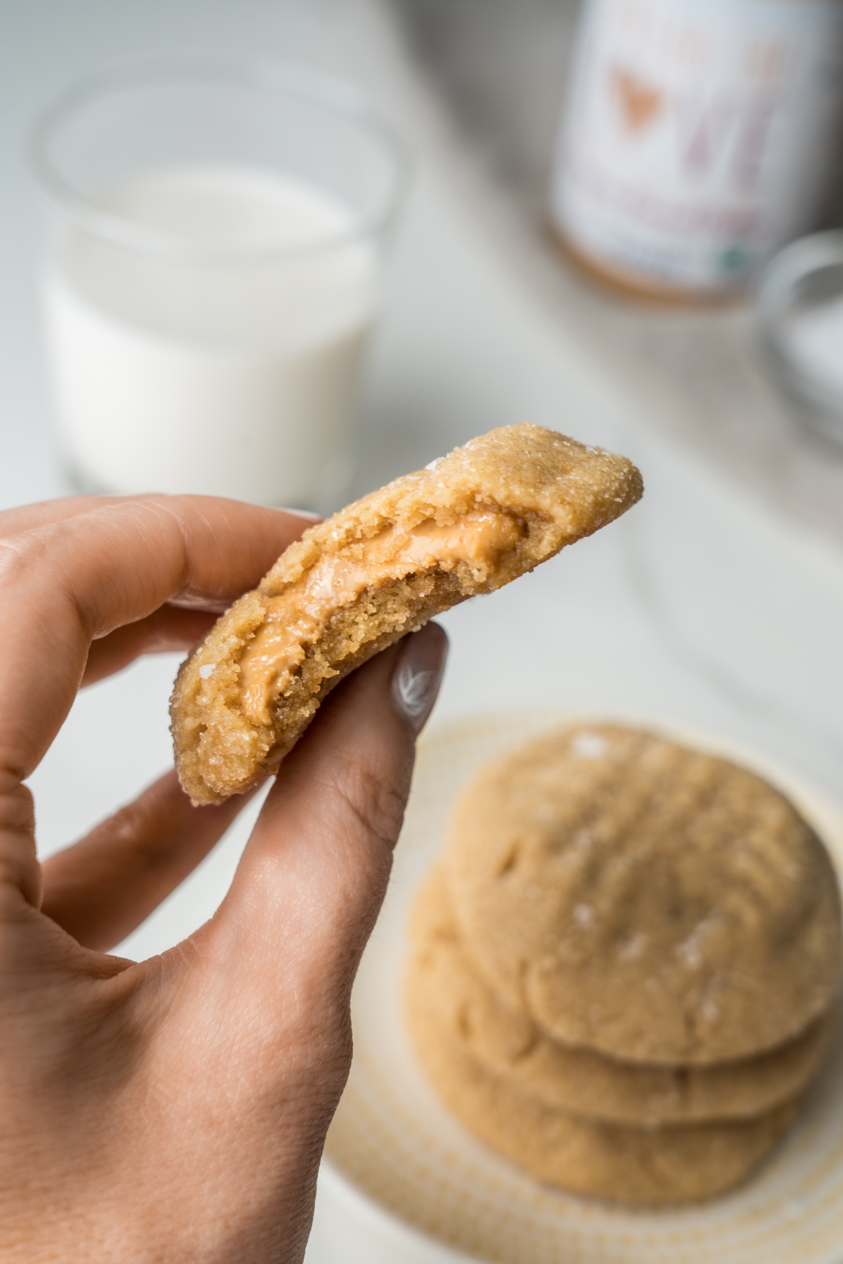 salted honey-stuffed peanut butter cookies from spread the love