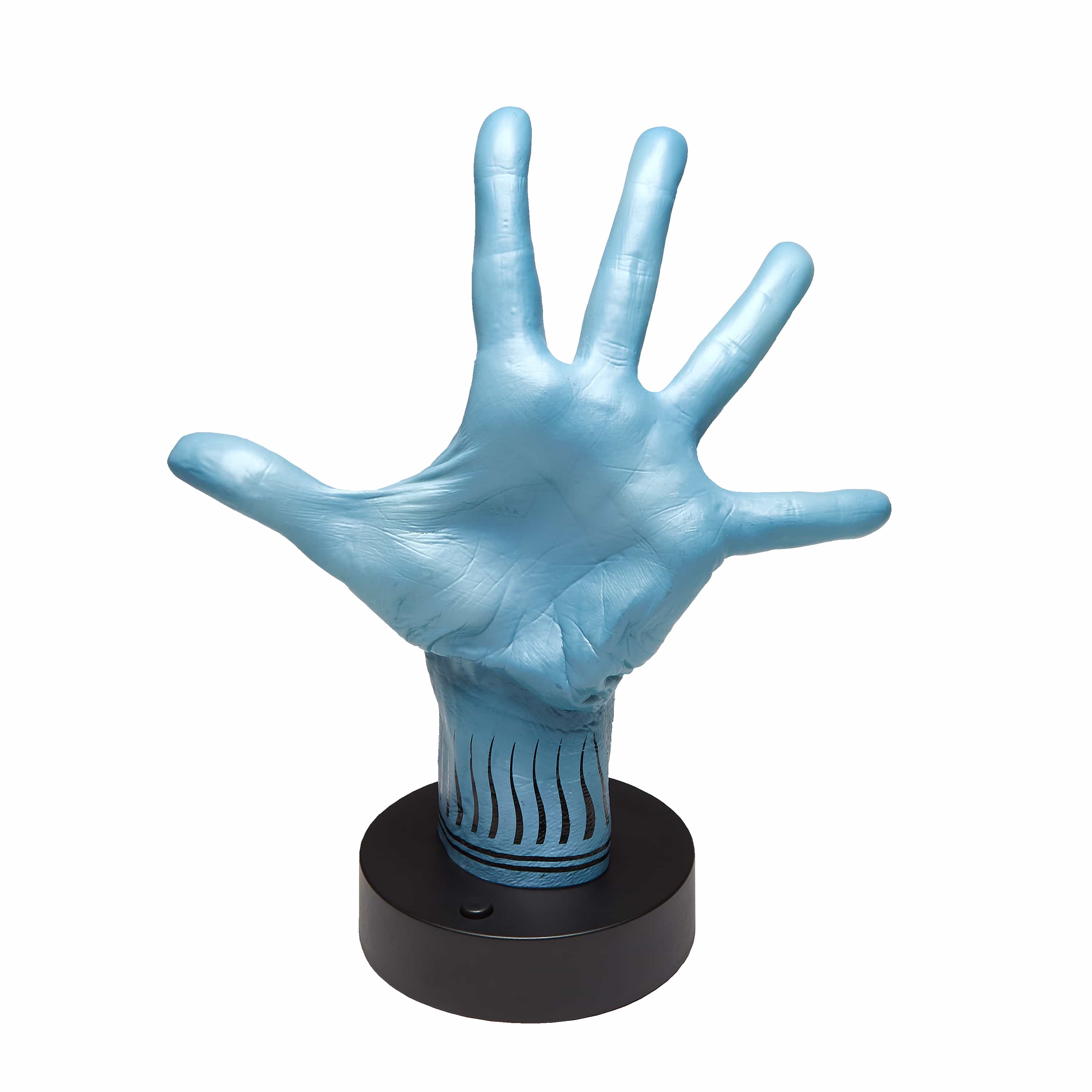 blue model of Danny Elfman's left hand