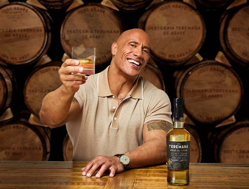 Dwayne "The Rock" Johnson poses with his Teremana tequila