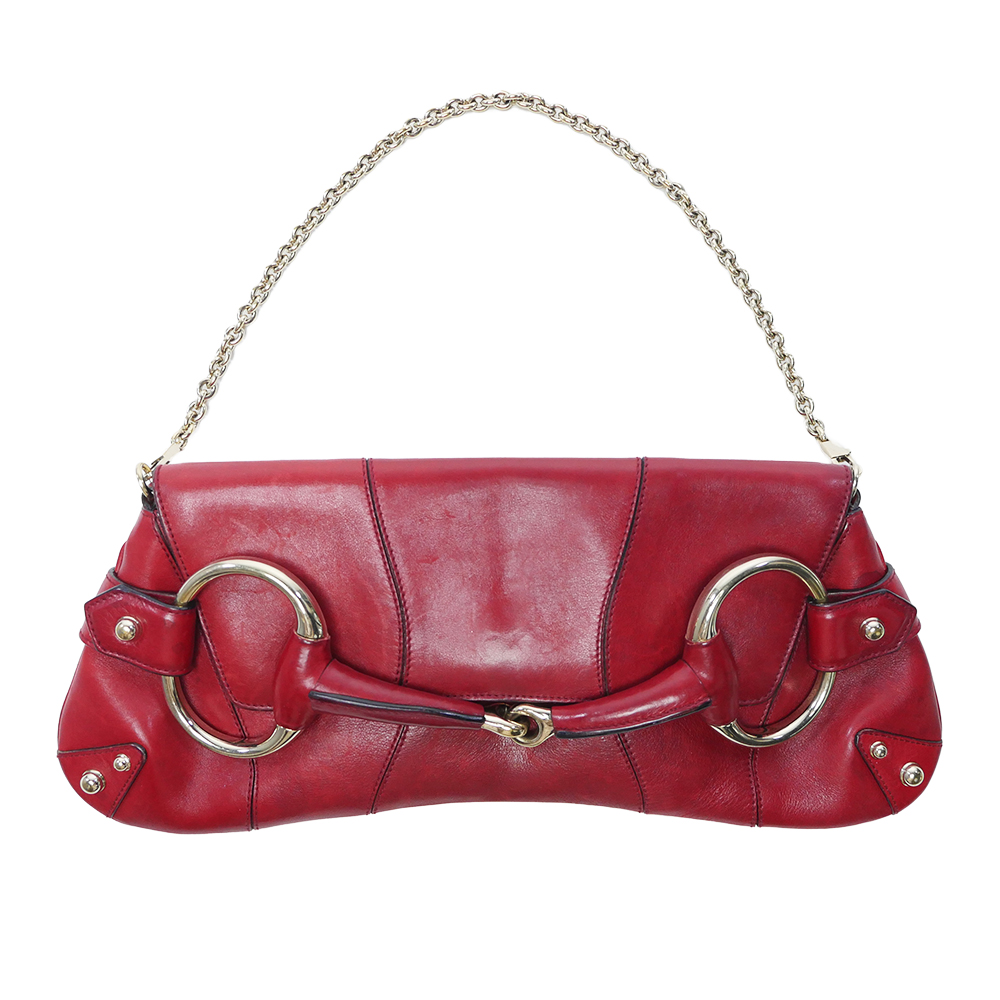 Gucci Tom Ford Leather Horsebit Clutch Bag, Red