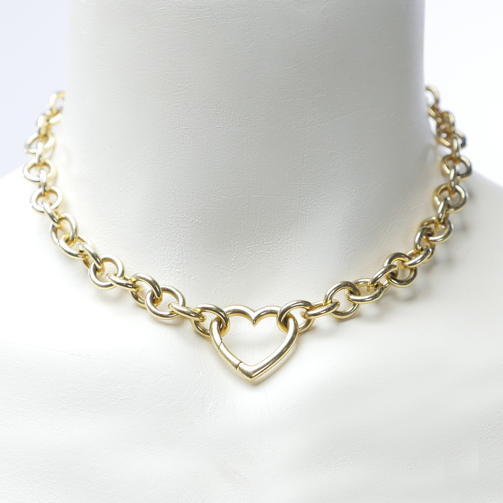 Tiffany & Co. 18k Yellow Gold Chain Open Heart Necklace, 16"