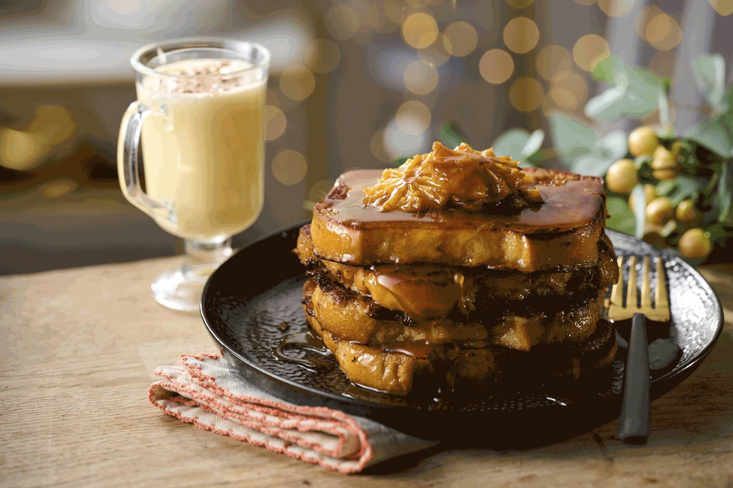 eggnog french toast by st pierre bakery