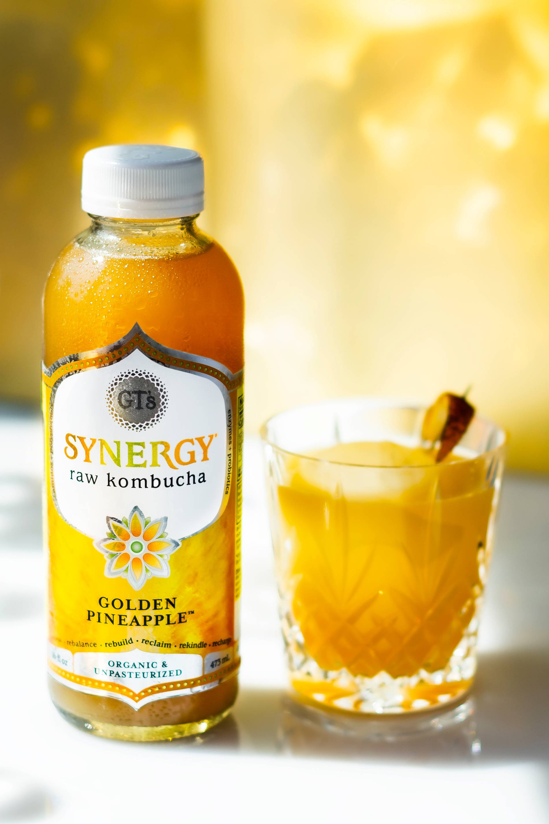 Gold Fashioned kombucha cocktail from GT's