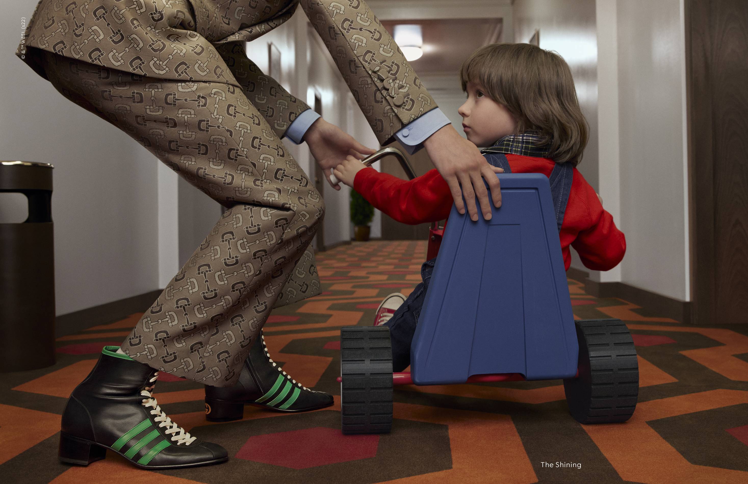 gucci x adidas exquisite campaign image still; the shining