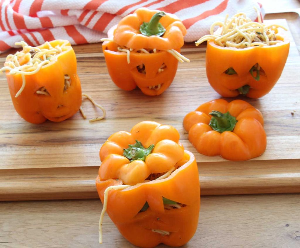 halloween recipes Jack'o'Lantern Stuffed Peppers