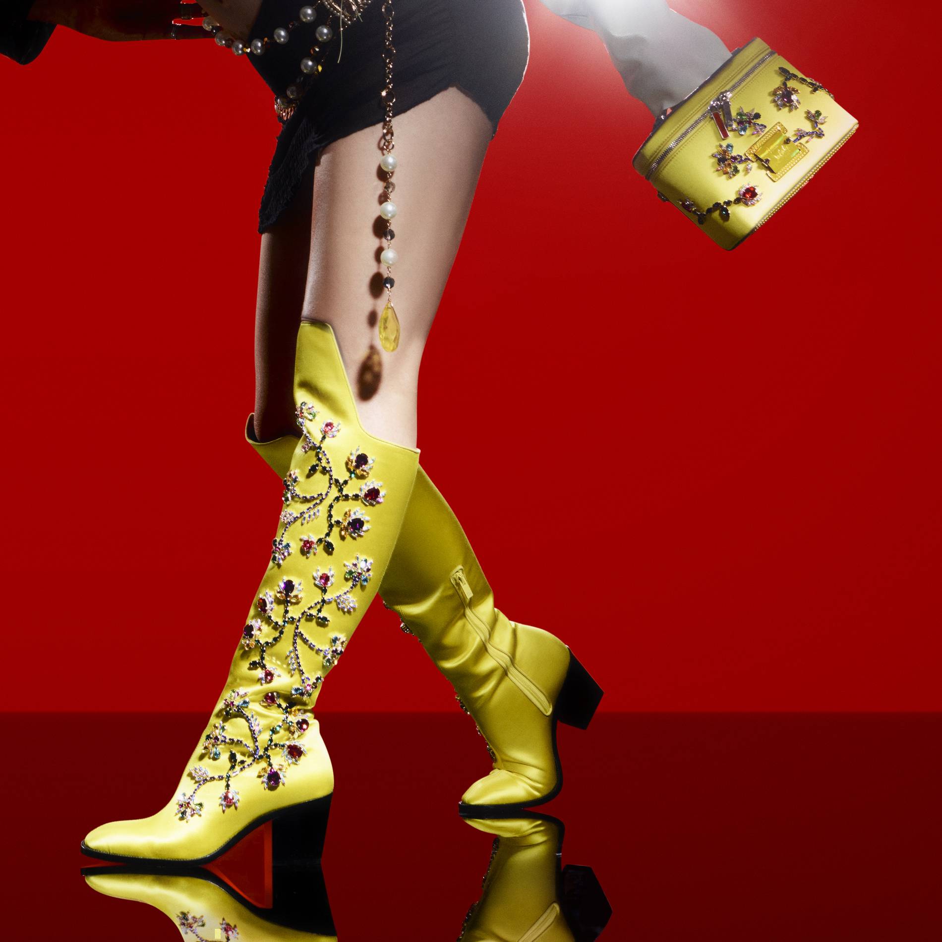 Christian Louboutin "Our Angles" yellow boot
