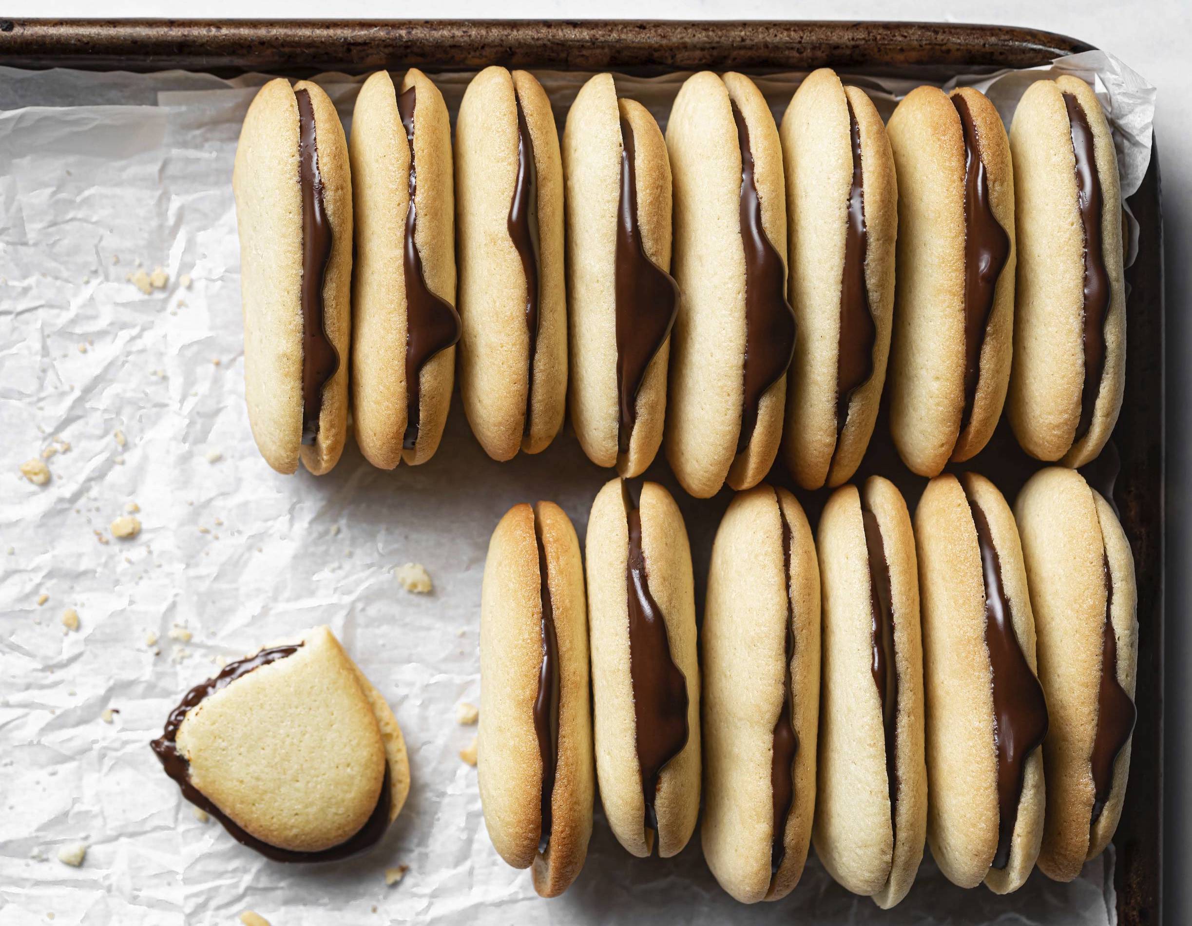 milano cookies by heather mubarak as featured in stuffed: the sandwich cookie book
