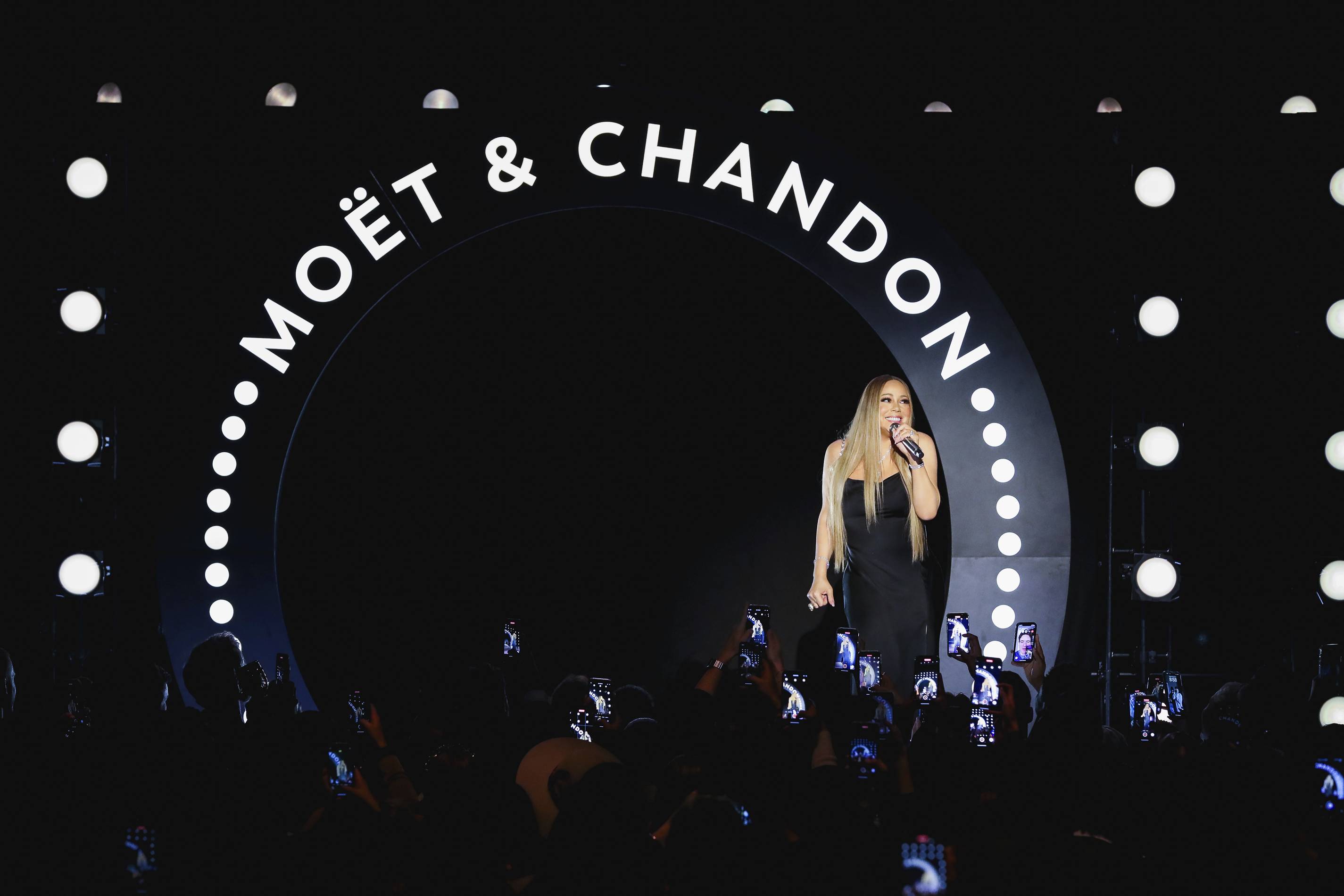 Mariah Carey performs "All I Want For Christmas Is You" at the Moet et Chandon end of year party in 2022