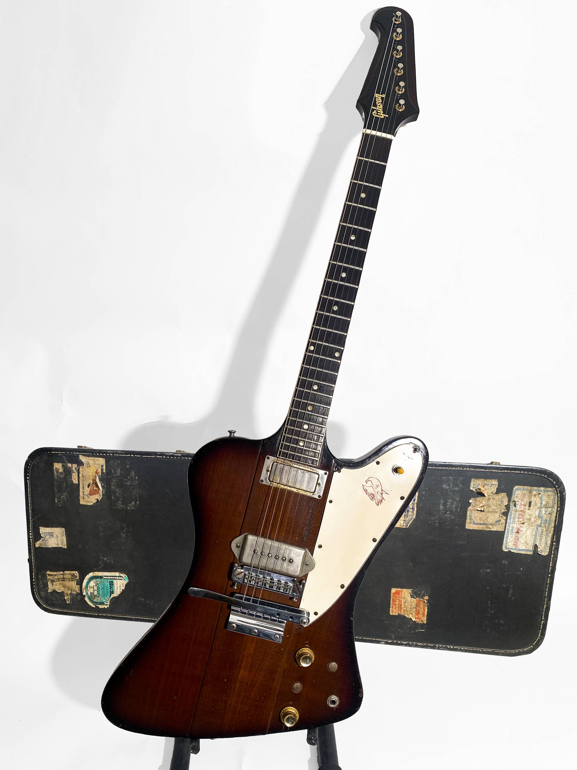 Allen Collins / Lynyrd Skynyrd Firebird guitar. Allen was one of the founding members of the famed group. He survived the terrible plane crash that killed several members of the band. He went on to become a lead member of the group that re-emerged years after the crash. This Gibson Firebird is known as the “Freebird Guitar” as Allen often performed that wildly popular song in front of live audiences with this instrument.