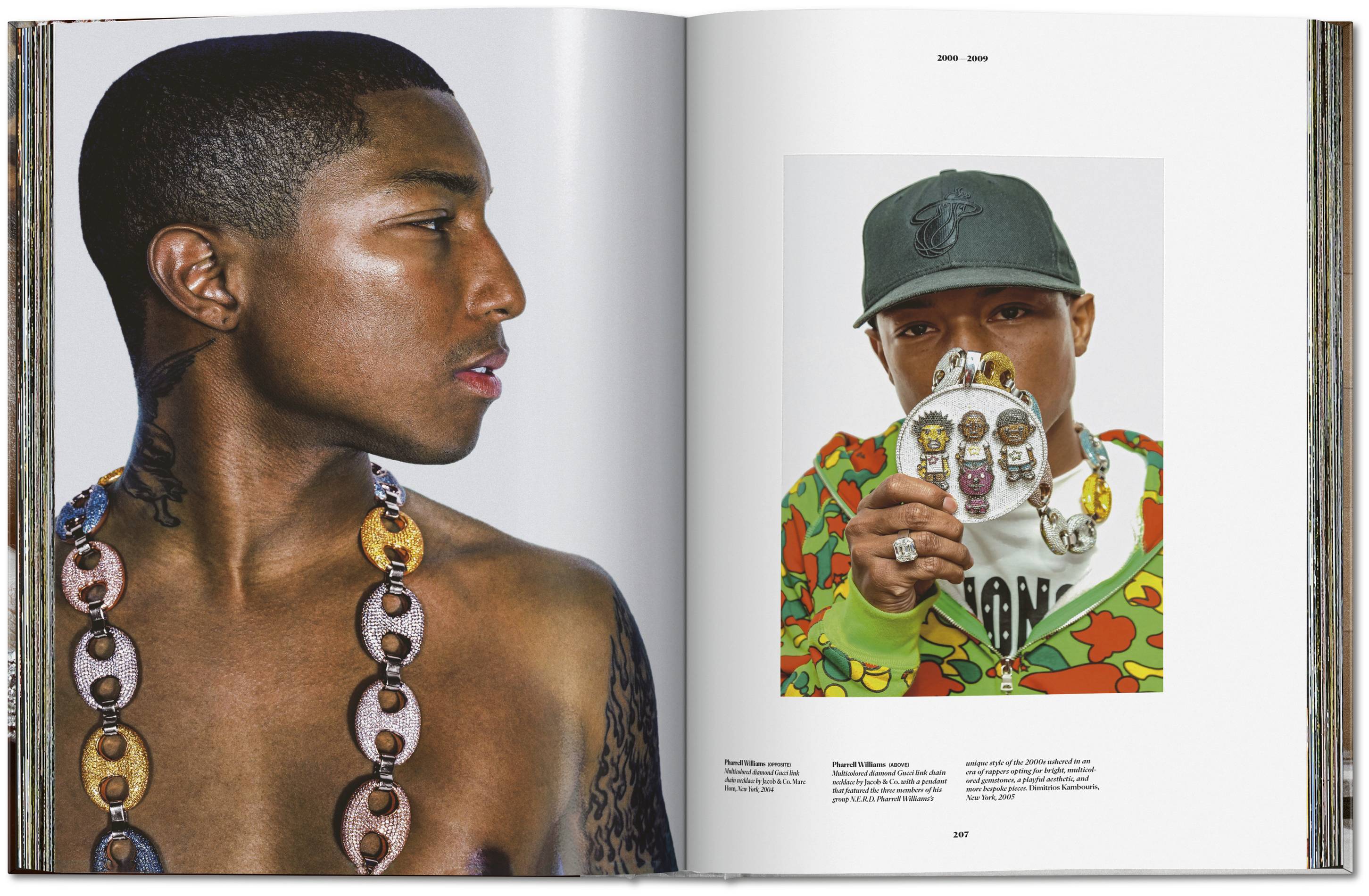 pharrell williams models some of his famous jewelry pieces in a hip-hop book about jewelry