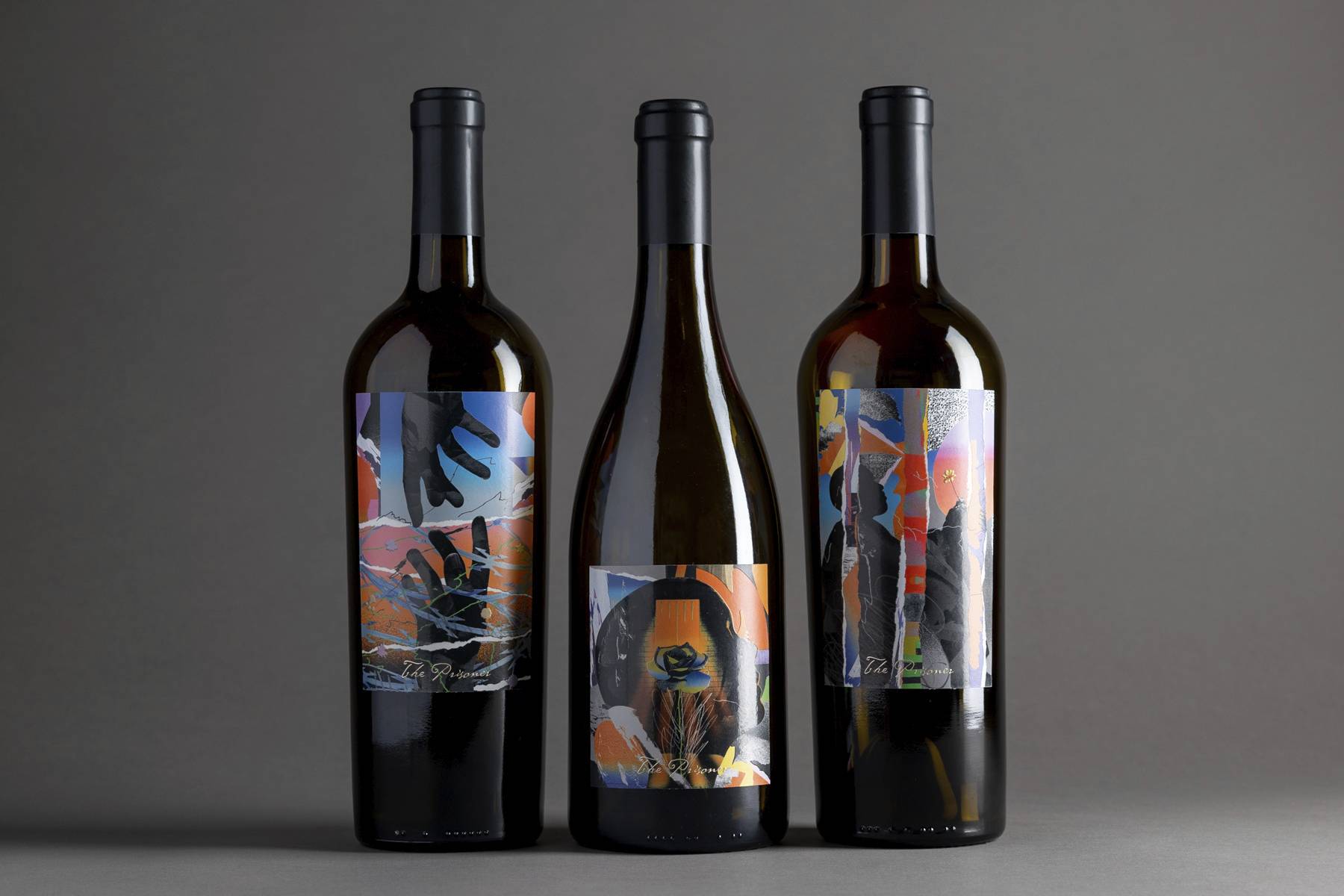 The Prisoner wine corrections collection bottles, designed by Chris Burnett