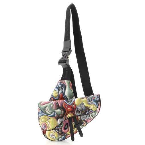 Christian Dior Kenny Scharf Saddle Crossbody Bag Jacquard