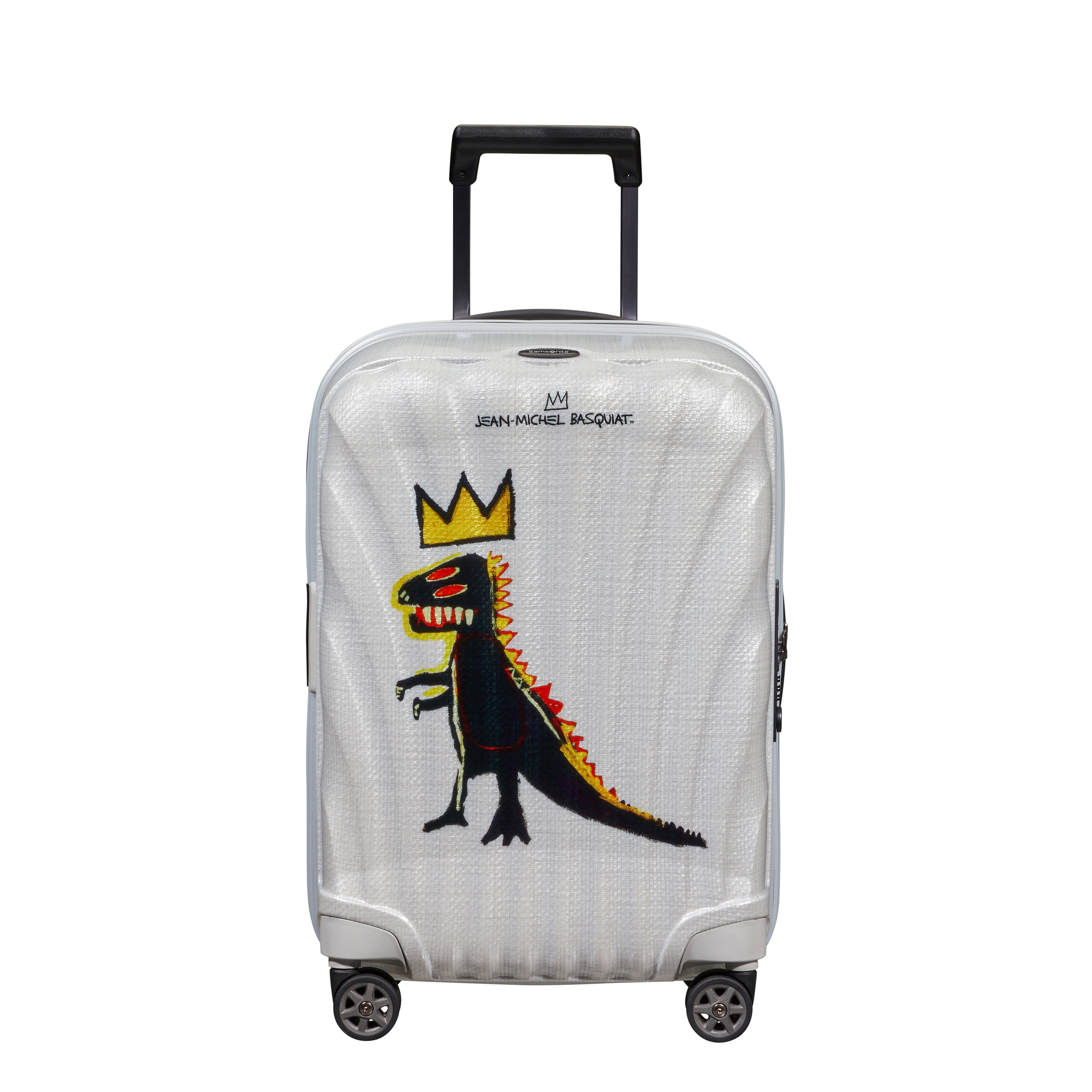 samsonite x jean-michel basquiat luggage pieces, pez dispenser design