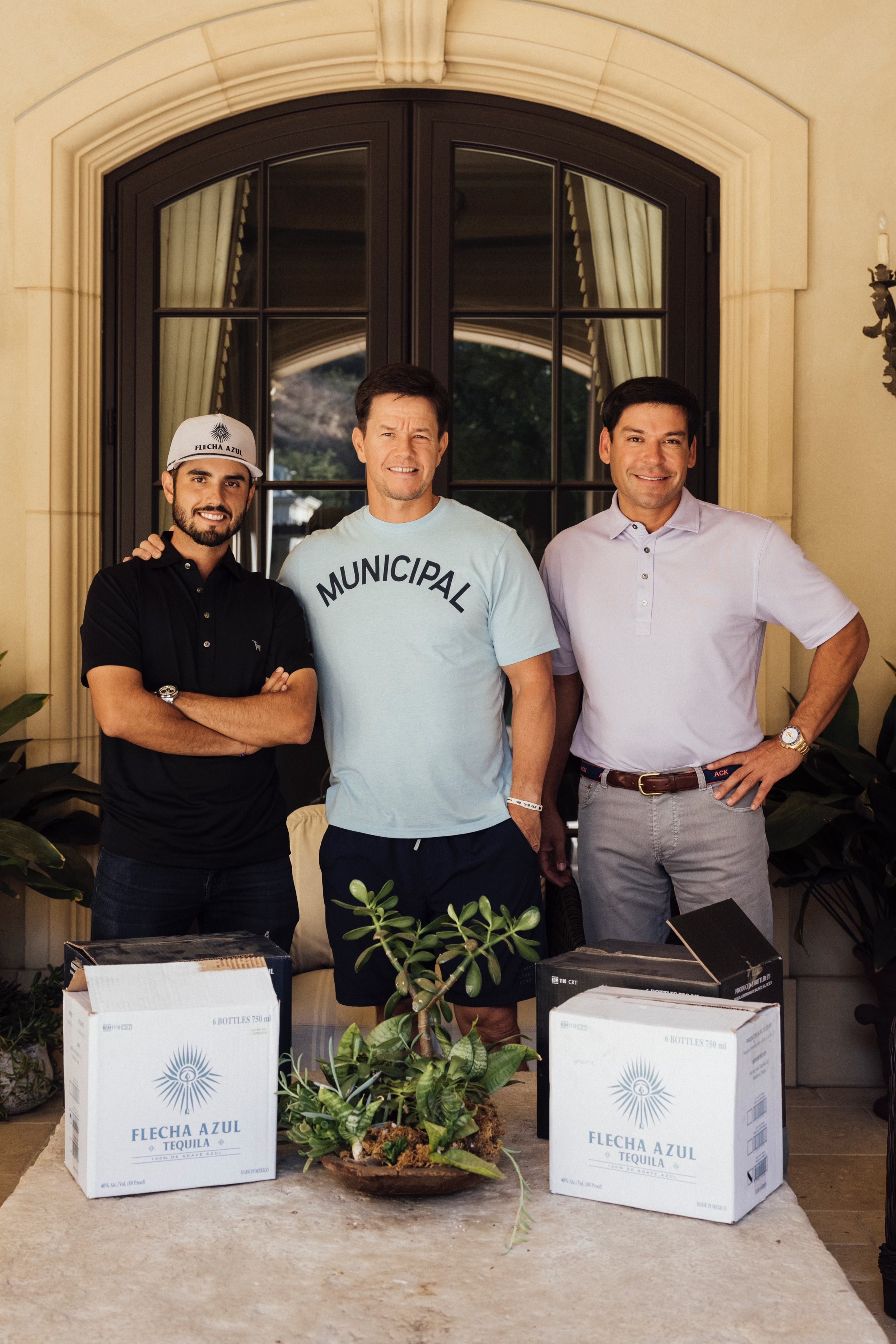 Abraham Ancer, Mark Wahlberg and Aron Marquez