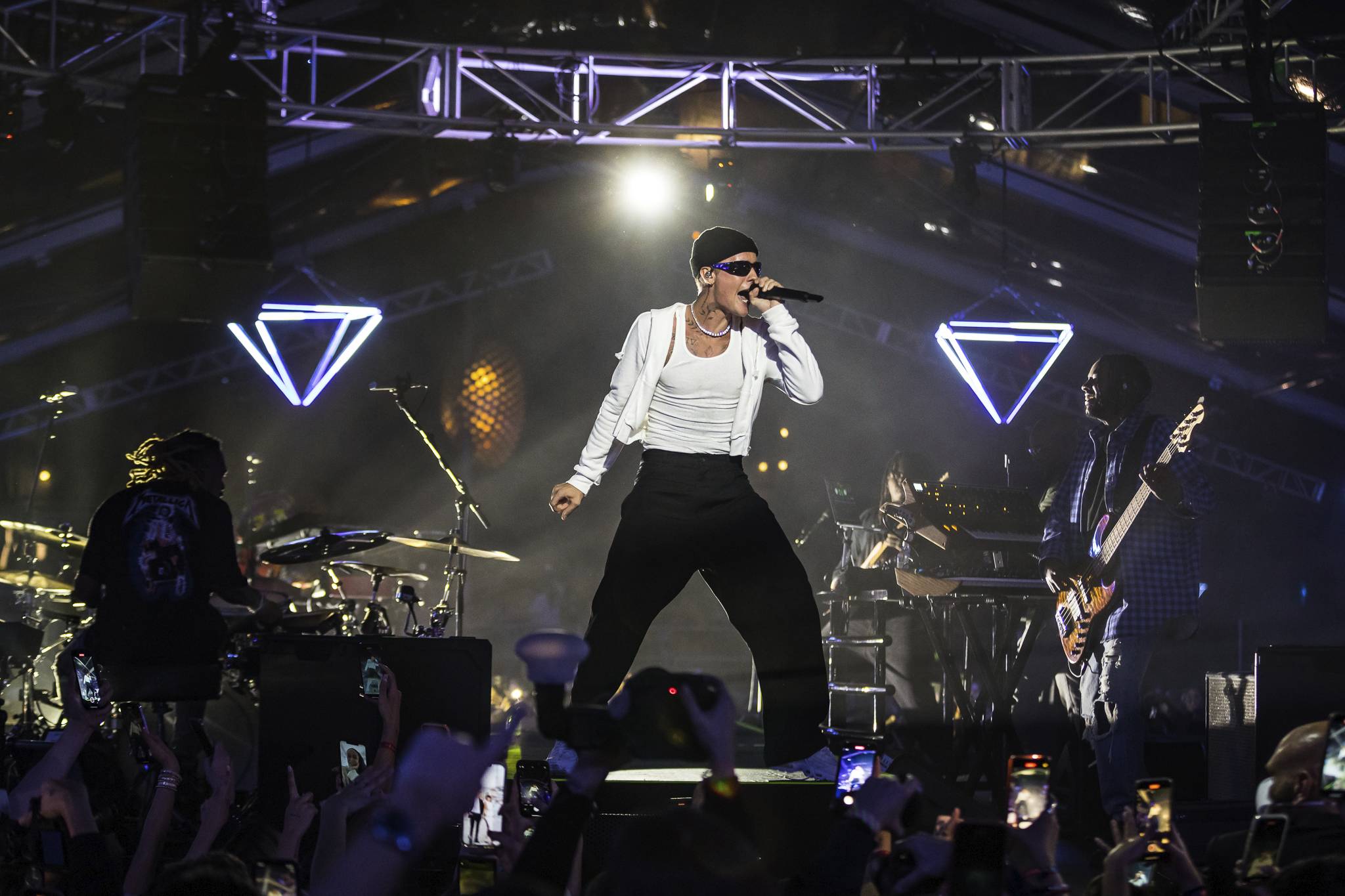 Justin Bieber performing at Uncommon Event's Super Bowl 2022 event in Los Angeles